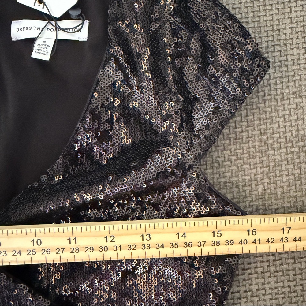 Dress the Population Jaleah Sequin V-Neck Cap Sleeve Sheath Dress S Cocktail - Picture 11 of 15